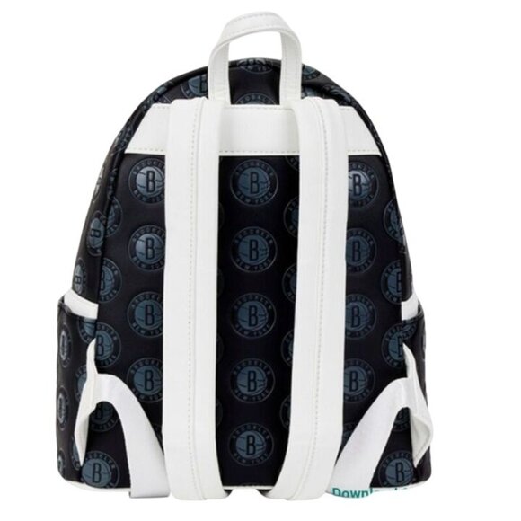 NEW Loungefly, NBA‎ Brooklyn Nets Logo Mini Backpack, Black/White - Picture 5 of 11